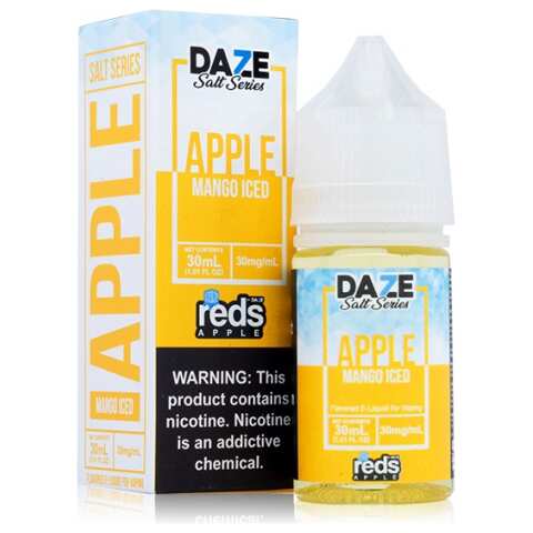 A 30ml bottle of Mango Iced Apple Redsbottle by Vape4Less.