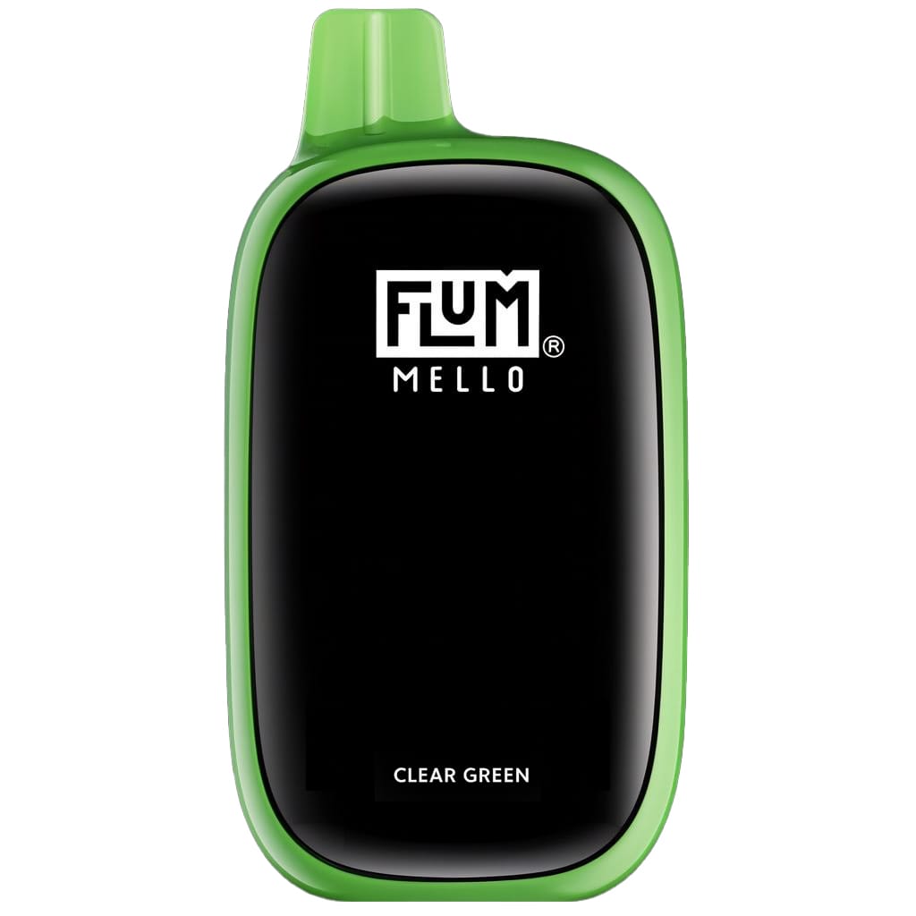 A 15ml Clear Green Flum Mello 20K disposable vape by Vape4Less.