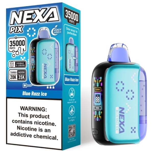 A 16ml Blue Razz Ice Nexa Pix 35K by Vape4Less.