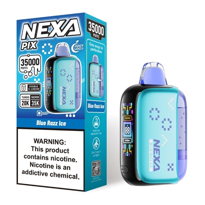 A 16ml Blue Razz Ice Nexa Pix 35K by Vape4Less.