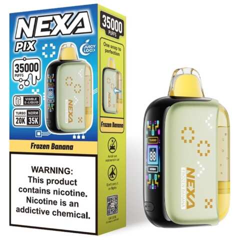 A 16ml Frozen Banana Nexa Pix 35K by Vape4Less.