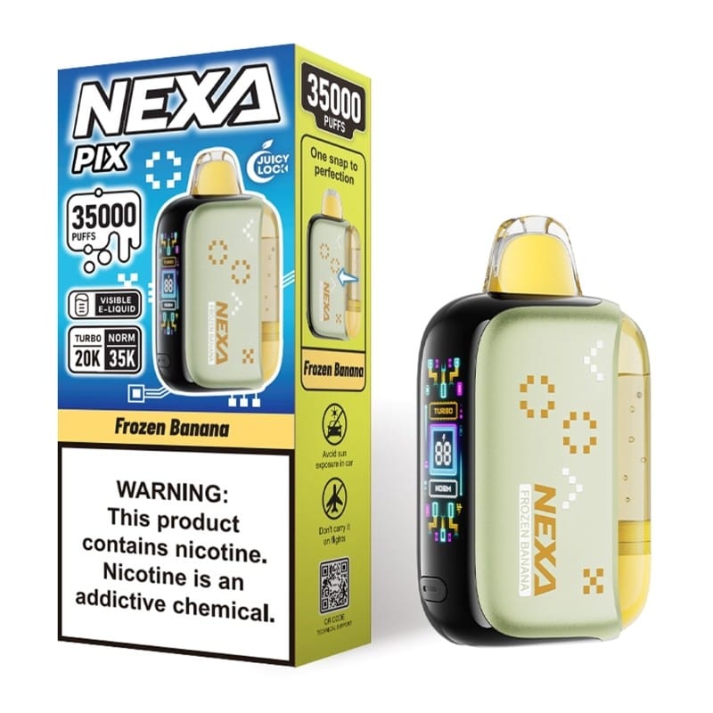 A 16ml Frozen Banana Nexa Pix 35K by Vape4Less.
