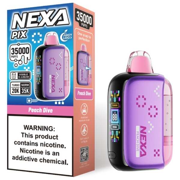 A 16ml Peach Dive Nexa Pix 35K by Vape4Less.