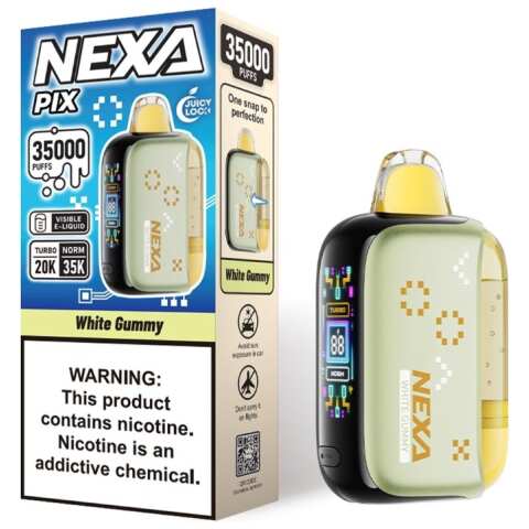 A 16ml White Gummy Nexa Pix 35K by Vape4Less.