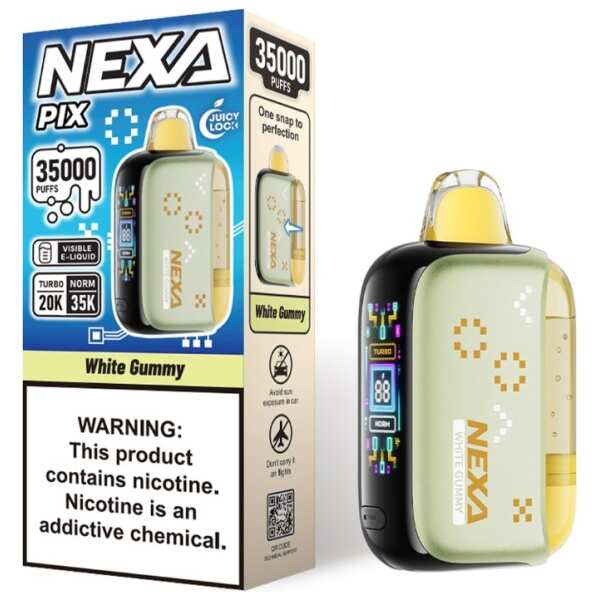 A 16ml White Gummy Nexa Pix 35K by Vape4Less.