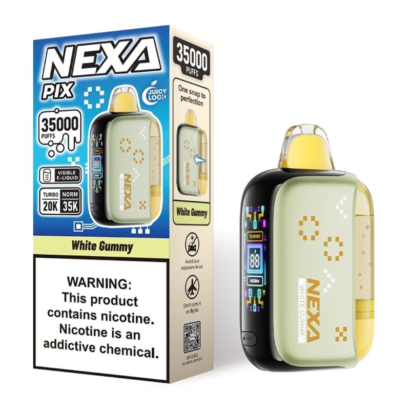 A 16ml White Gummy Nexa Pix 35K by Vape4Less.