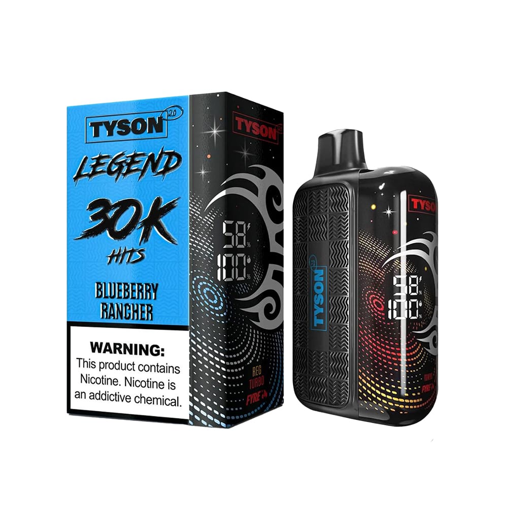 A 16ml Blueberry Rancher Tyson 2.0 Legend 30K disposable vape 30000 puffs sweet sour blueberry hard candy flavor by Vape4Less.