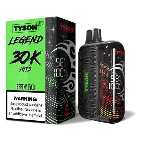 A 16ml Effin' Fab Tyson 2.0 Legend 30K disposable vape 30000 puffs exotic fruit medley mysterious fabulous flavor by Vape4Less.