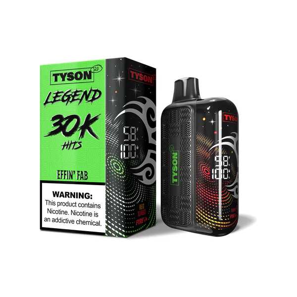A 16ml Effin' Fab Tyson 2.0 Legend 30K disposable vape 30000 puffs exotic fruit medley mysterious fabulous flavor by Vape4Less.