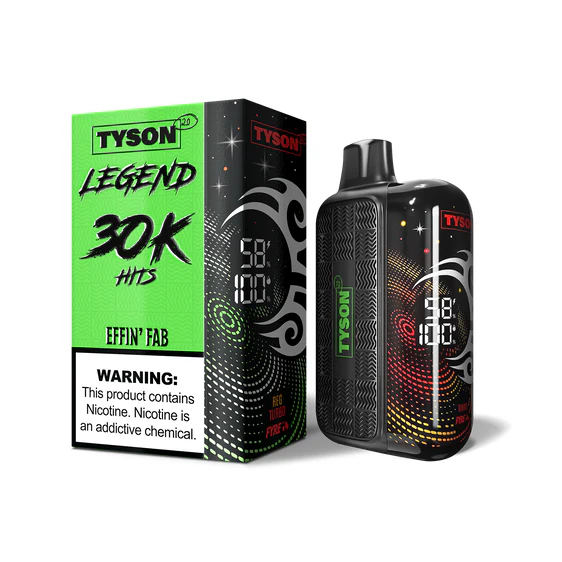 A 16ml Effin' Fab Tyson 2.0 Legend 30K disposable vape 30000 puffs exotic fruit medley mysterious fabulous flavor by Vape4Less.