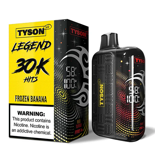 A 16ml Frozen Banana Tyson 2.0 Legend 30K disposable vape 30000 puffs creamy menthol iced banana flavor by Vape4Less.