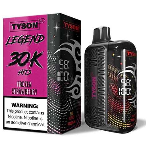 A 16ml Frozen Strawberry Tyson 2.0 Legend 30K disposable vape 30000 puffs sweet ripe strawberry menthol icy flavor by Vape4Less.