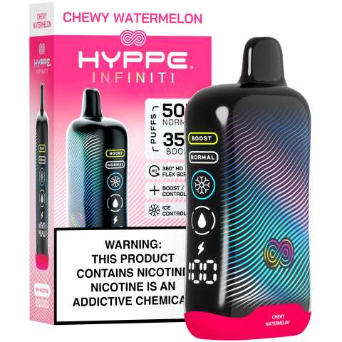 A Chewy Watermelon Hyppe Infiniti 50K disposable vape 50000 puffs gummy candy flavor by Vape4Less.