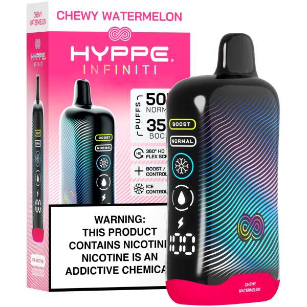 A Chewy Watermelon Hyppe Infiniti 50K disposable vape 50000 puffs gummy candy flavor by Vape4Less.