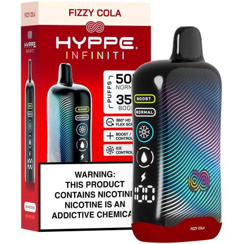 A Fizzy Cola Hyppe Infiniti 50K disposable vape 50000 puffs cola soda flavor by Vape4Less.