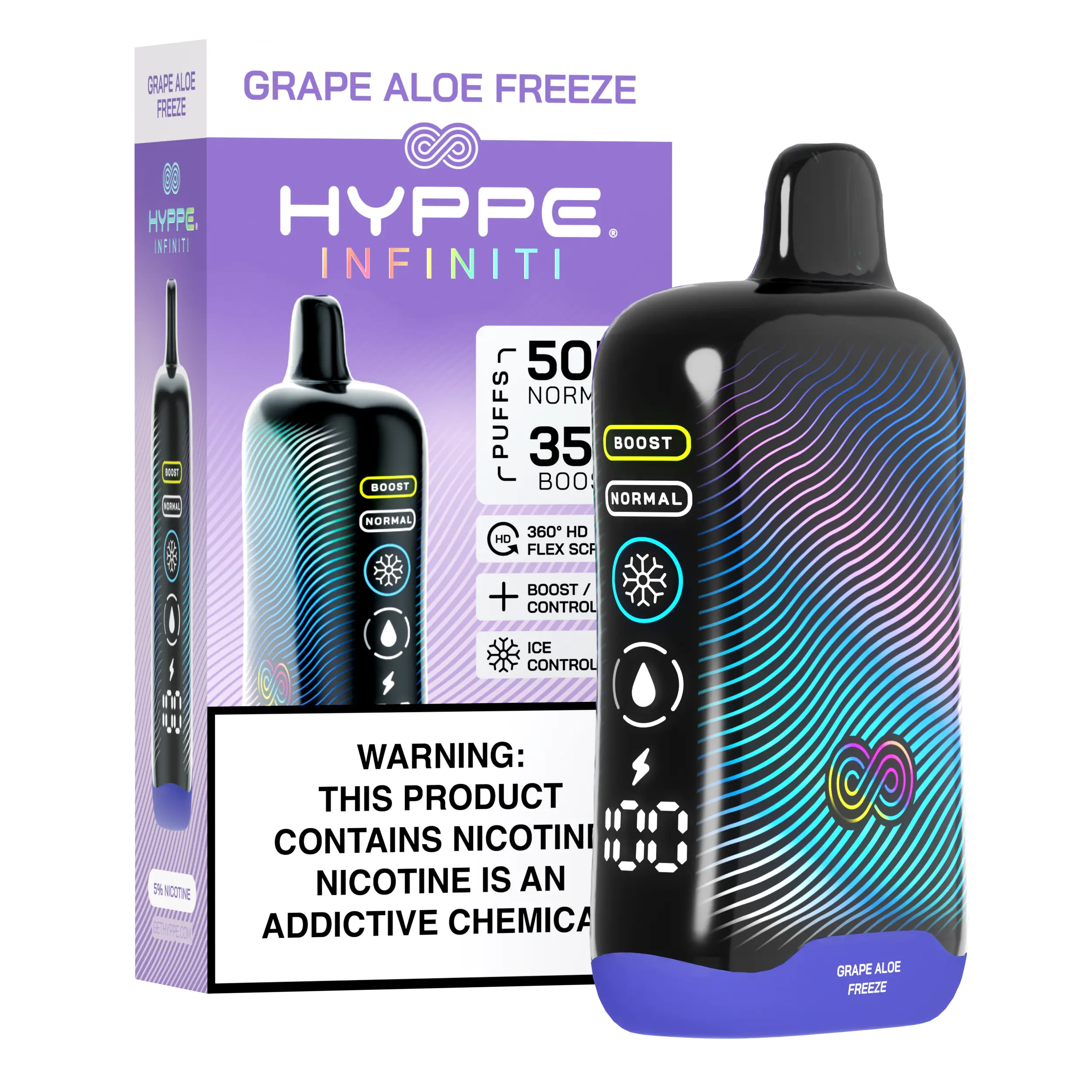 HI - Device+Box - Regular - Grape Aloe Freeze A Grape Aloe Freeze Hyppe Infiniti 50K disposable vape 50000 puffs grape aloe menthol flavor by Vape4Less.