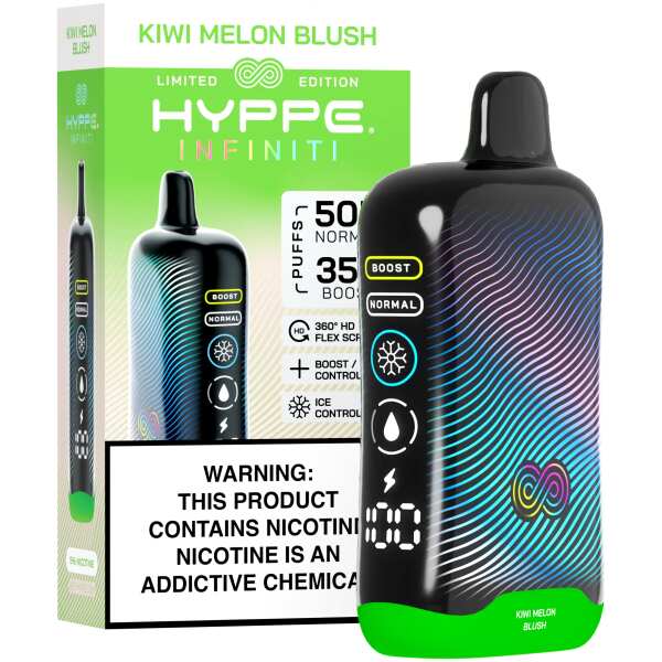 A Kiwi Melon Blush Hyppe Infiniti 50K disposable vape 50000 puffs kiwi melon blush fruit flavor by Vape4Less.