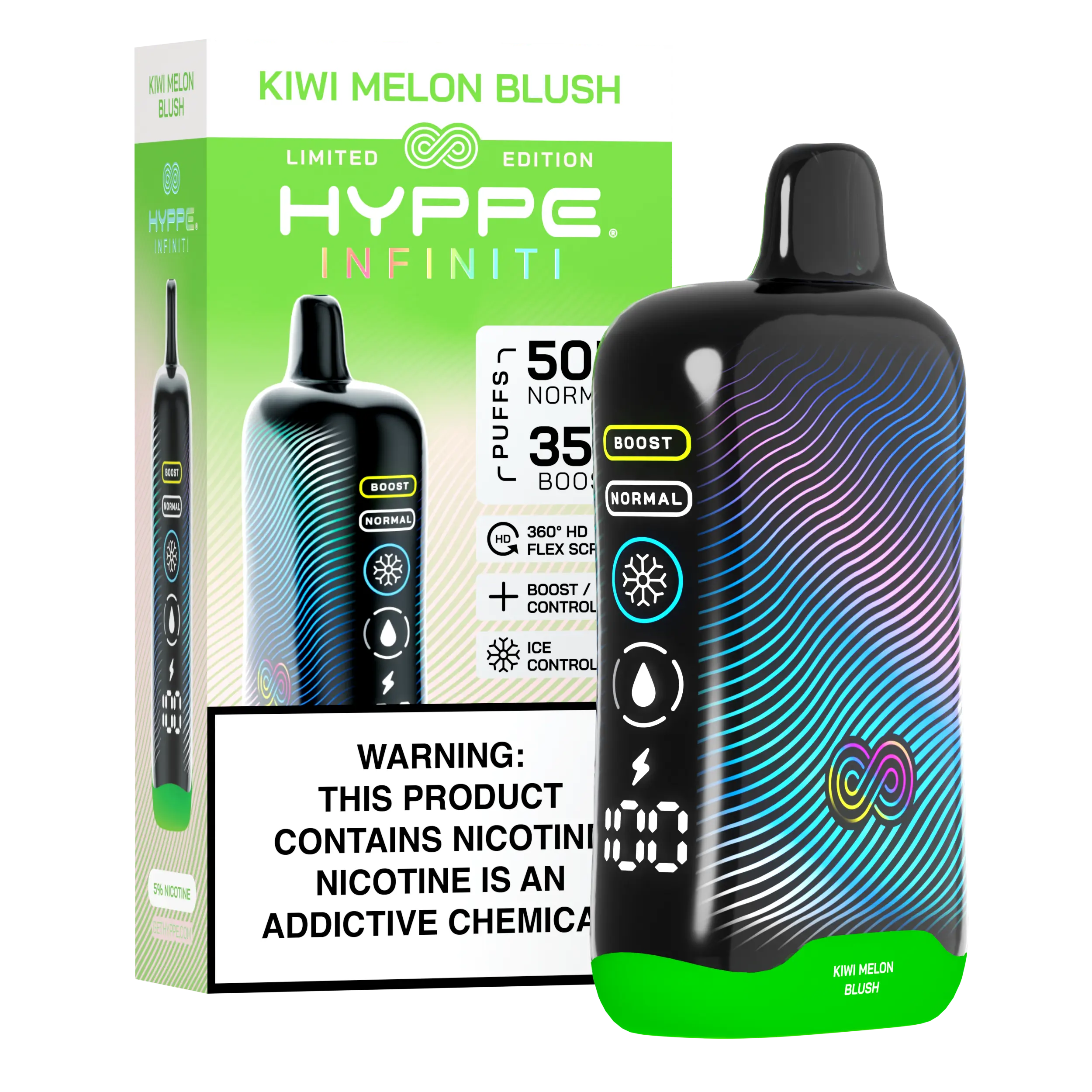 HI - Device+Box - Regular - Kiwi Melon Blush A Kiwi Melon Blush Hyppe Infiniti 50K disposable vape 50000 puffs kiwi melon blush fruit flavor by Vape4Less.