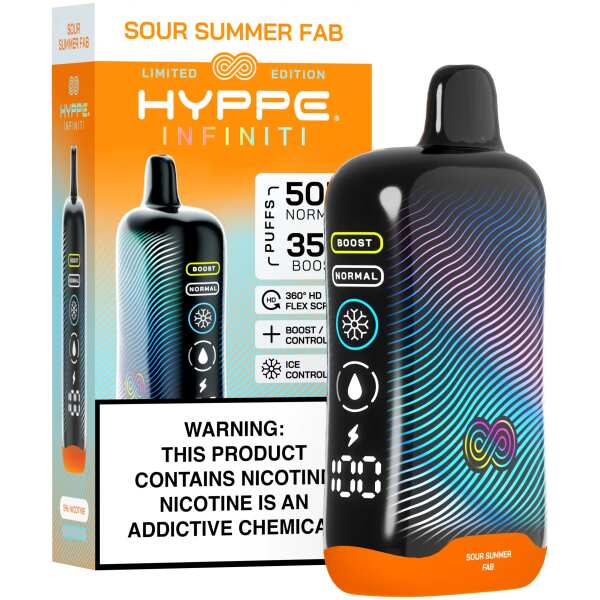 A Sour Summer Fab Hyppe Infiniti 50K disposable vape 50000 puffs sour mixed fruit ice flavor by Vape4Less.