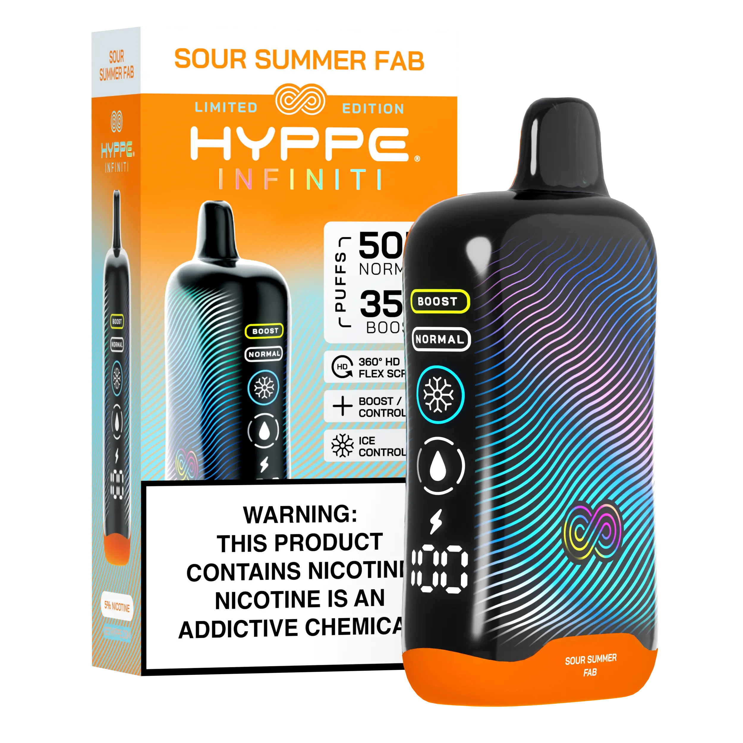 A Sour Summer Fab Hyppe Infiniti 50K disposable vape 50000 puffs sour mixed fruit ice flavor by Vape4Less.
