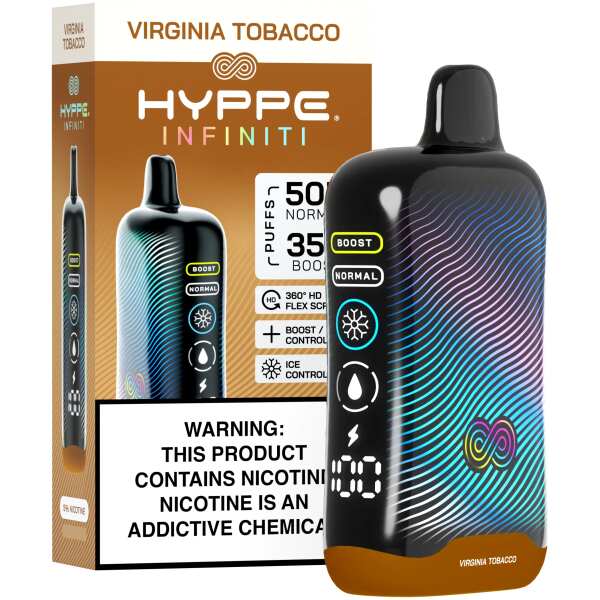 A Virginia Tobacco Hyppe Infiniti 50K disposable vape 50000 puffs classic tobacco flavor by Vape4Less.