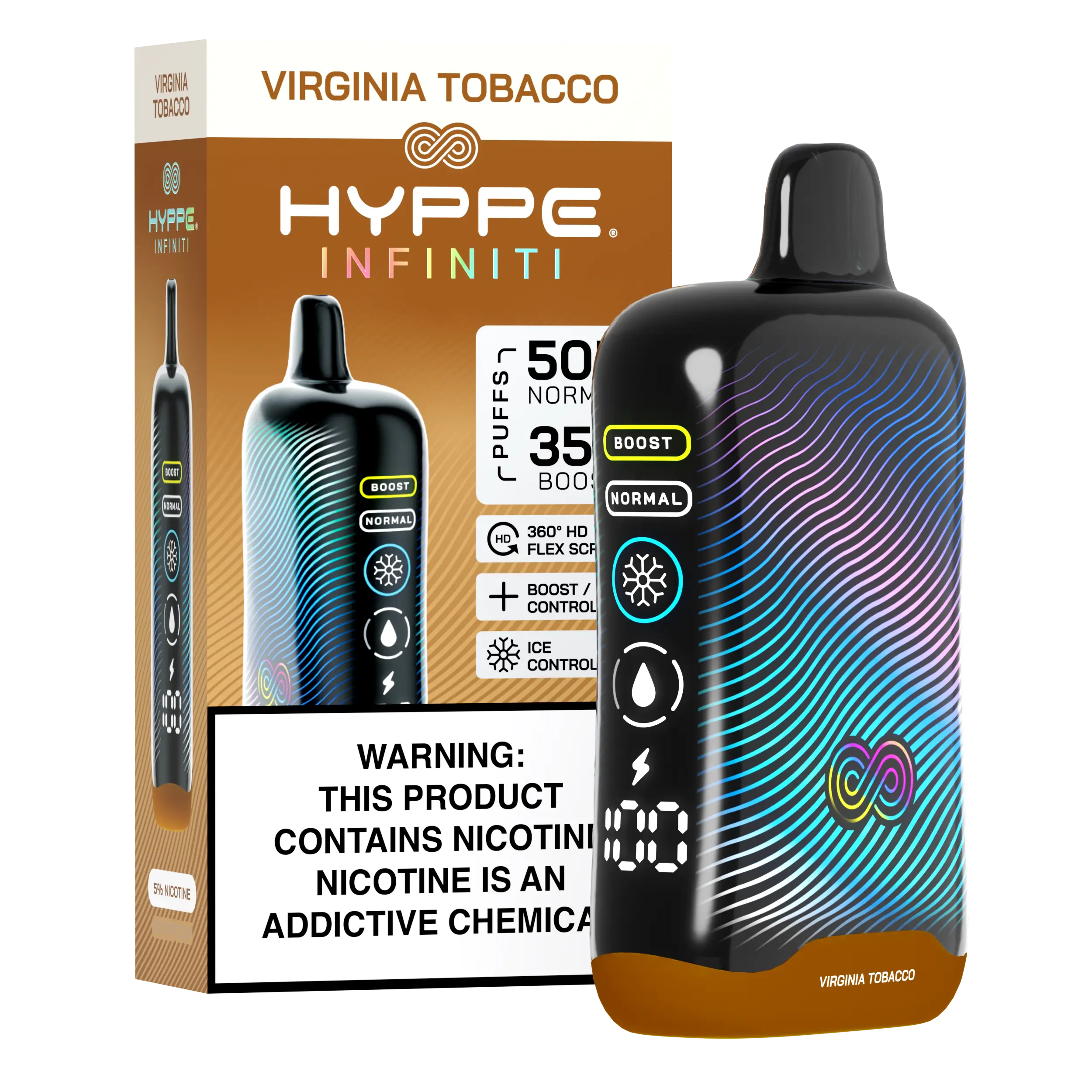 A Virginia Tobacco Hyppe Infiniti 50K disposable vape 50000 puffs classic tobacco flavor by Vape4Less.