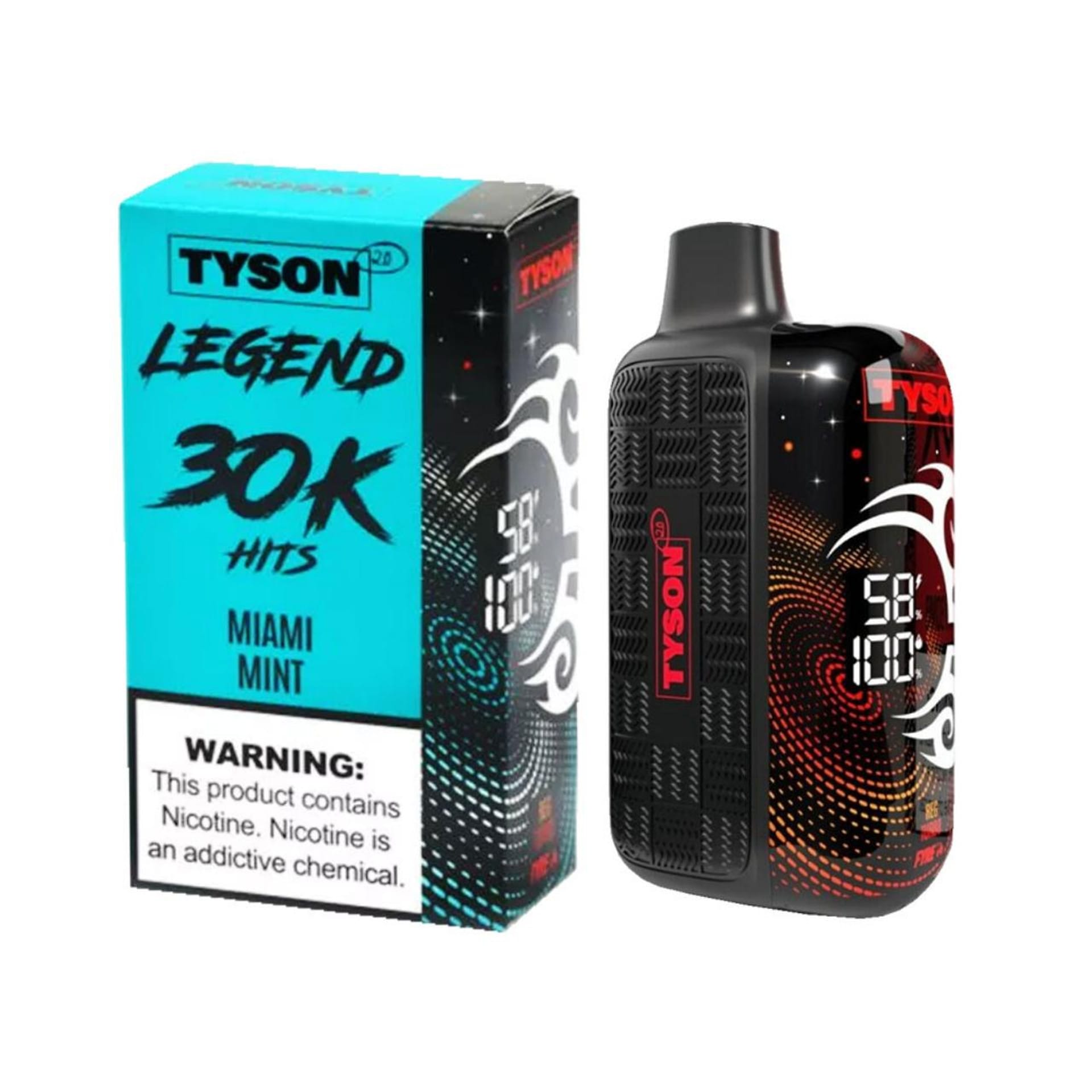 Miami Mint Tyson 2.0 Legend 30K A 16ml Miami Mint Tyson 2.0 Legend 30K disposable vape 30000 puffs sweet spearmint refreshing icy flavor by Vape4Less.