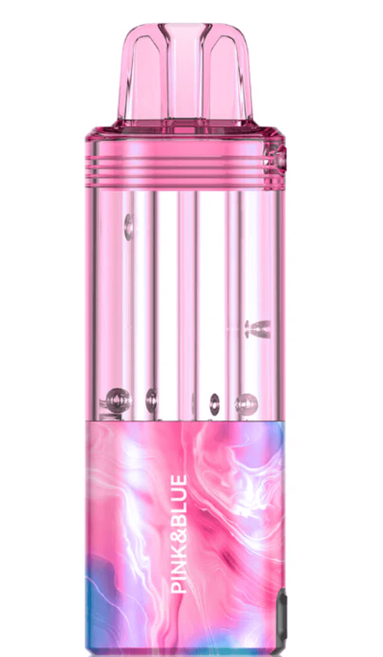 A Pink & Blue Foger Switch Pro Pod 30K offers a fruity berry and icy blend in a 30K puff vape with dual mesh coil and USB-C fast charging. by Vape4Less.