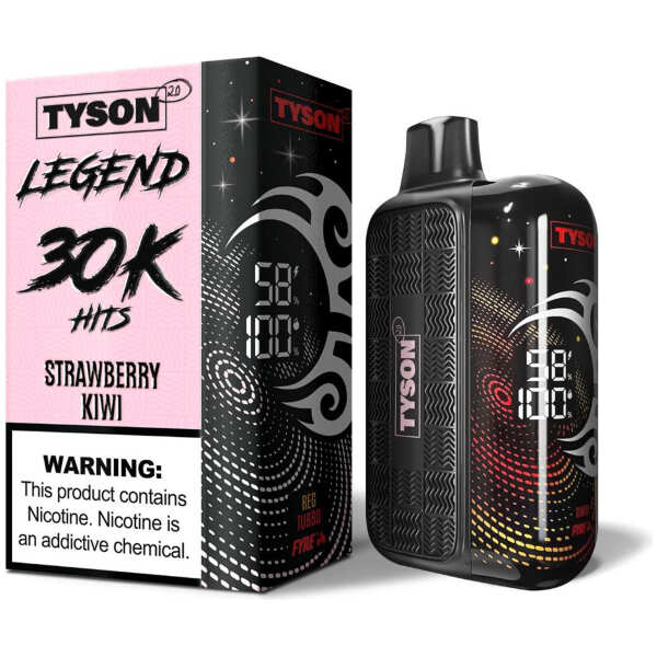 A 16ml Strawberry Kiwi Tyson 2.0 Legend 30K disposable vape 30000 puffs sweet tangy tropical fruit flavor by Vape4Less.