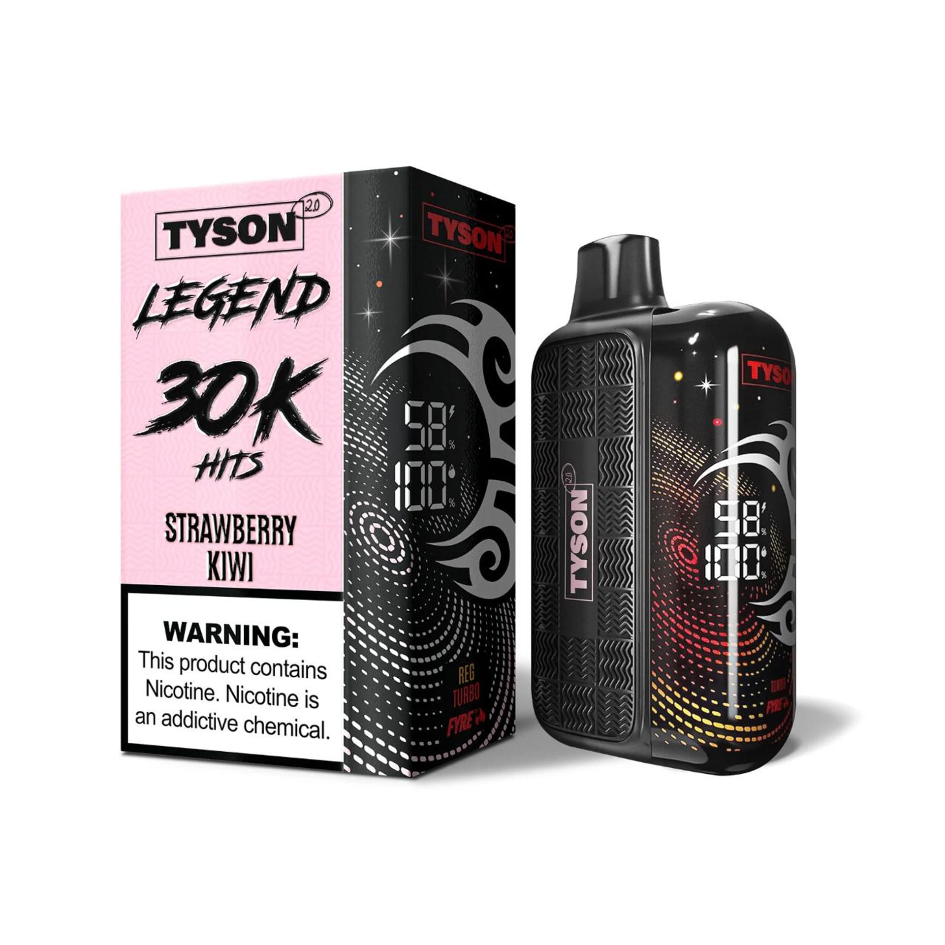 A 16ml Strawberry Kiwi Tyson 2.0 Legend 30K disposable vape 30000 puffs sweet tangy tropical fruit flavor by Vape4Less.