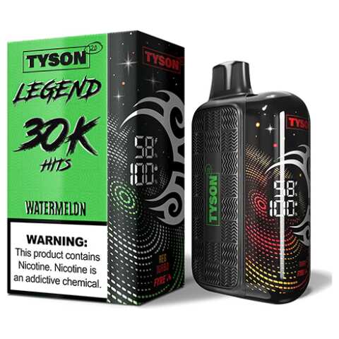 A 16ml Watermelon Tyson 2.0 Legend 30K disposable vape 30000 puffs sweet juicy crisp refreshing flavor by Vape4Less.