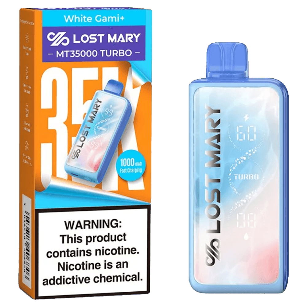 White Gami Lost Mary MT35000 Turbo A 18ml White Gami Lost Mary MT35000 Turbo disposable vape 35000 puffs gummy bear candy tropical tart sweet flavor by Vape4Less.