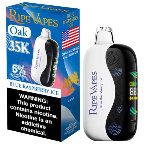 Blue Raspberry Ice Ripe Vapes Oak 35K - Box by Vape4Less.