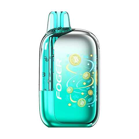 A Sour Blueberry Gush Foger Bit 35K disposable vape with blueberry and sour candy-inspired graphics. by Vape4Less.