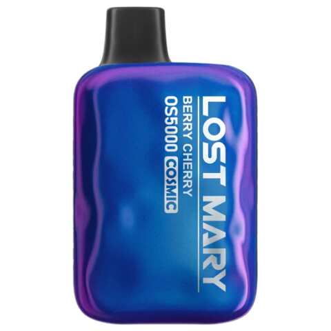 A 13ml Berry Cherry Lost Mary OS5000 Cosmic disposable vape with berry and cherry themed design. by Vape4Less.