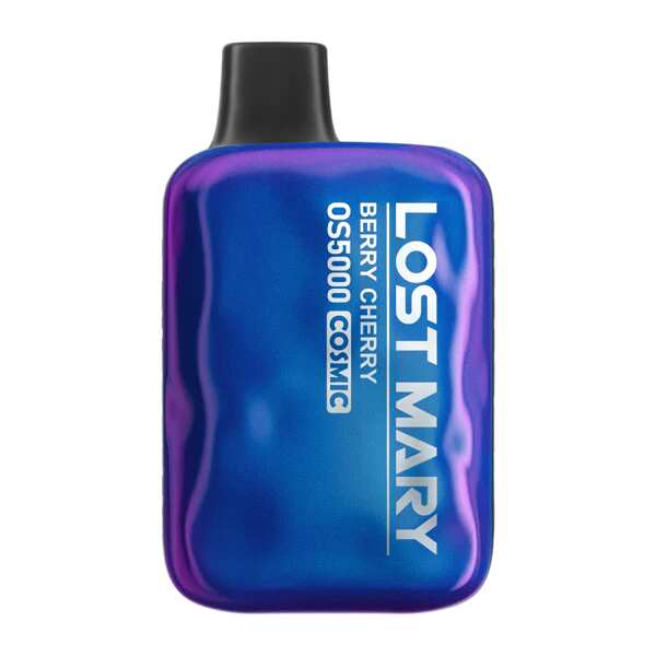 A 13ml Berry Cherry Lost Mary OS5000 Cosmic disposable vape with berry and cherry themed design. by Vape4Less.