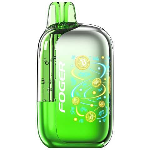 A Sour Kiwi Gush Foger Bit 35K disposable vape with kiwi and sour candy-themed artwork. by Vape4Less.