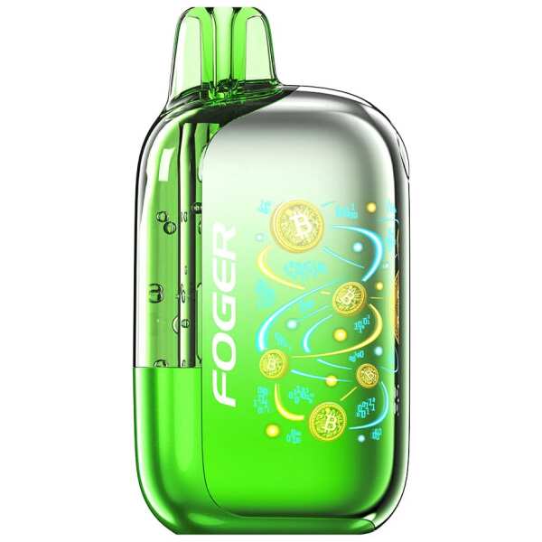 A Sour Kiwi Gush Foger Bit 35K disposable vape with kiwi and sour candy-themed artwork. by Vape4Less.
