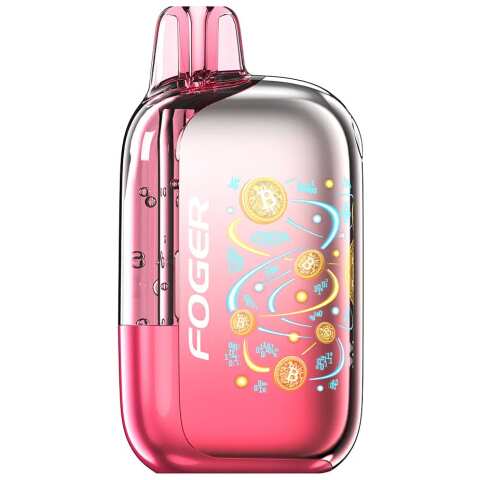 A Sour Cherry Gush Foger Bit 35K disposable vape with sour cherry candy-themed artwork. by Vape4Less.