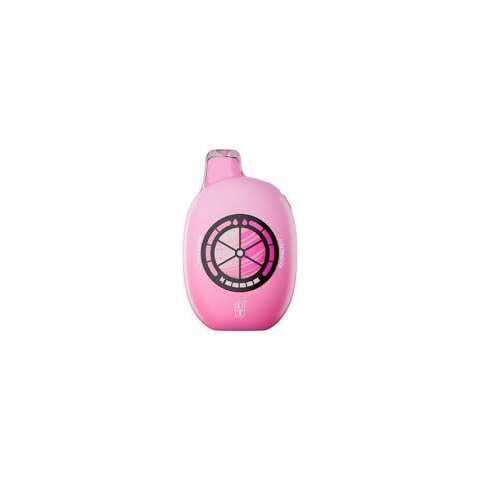 A 16ml Pink Lemonade / Mixberry UT 50K disposable vape with lemonade and berry graphics and sleek LED smart screen. by Vape4Less.