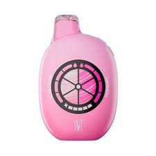 A 16ml Pink Lemonade / Mixberry UT 50K disposable vape with lemonade and berry graphics and sleek LED smart screen. by Vape4Less.