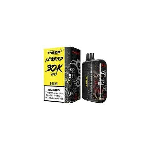 A 16ml B Burst Tyson 2.0 Legend 30K disposable vape with bold berry-themed design. by Vape4Less.