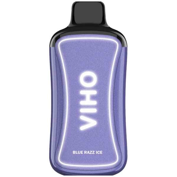A Blue Razz Ice VIHO Supercharge ZERO Nicotine vape with blue raspberry and ice-themed artwork. by Vape4Less.