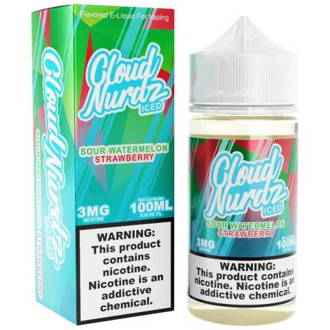 A Sour Watermelon Strawberry Iced Cloud Nurdz 100ml by Vape4Less.