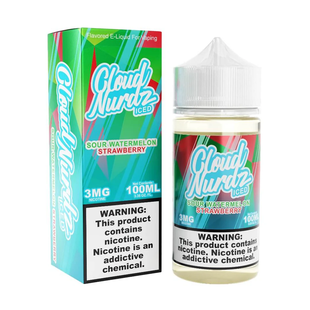 A Sour Watermelon Strawberry Iced Cloud Nurdz 100ml by Vape4Less.
