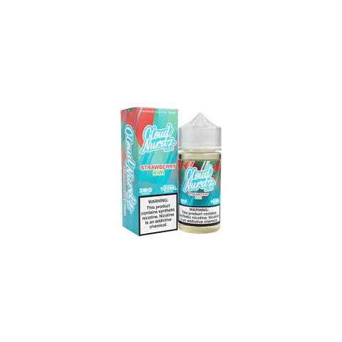A Strawberry Kiwi Iced Cloud Nurdz 100ml e-liquid bottle with strawberry and kiwi candy graphics and icy accents. by Vape4Less.