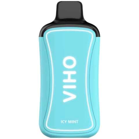 An Icy Mint VIHO Supercharge ZERO Nicotine vape with icy mint-themed design. by Vape4Less.