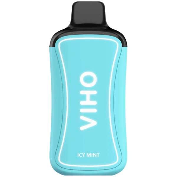 An Icy Mint VIHO Supercharge ZERO Nicotine vape with icy mint-themed design. by Vape4Less.