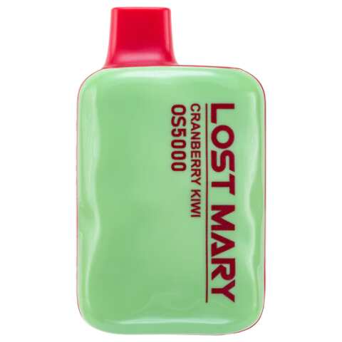 A 13ml Cranberry Kiwi Lost Mary OS5000 Space disposable vape with cranberry and kiwi themed design. by Vape4Less.