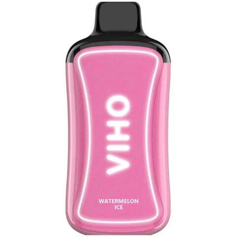 A Watermelon Ice VIHO Supercharge ZERO Nicotine disposable vape with watermelon and ice-themed design. by Vape4Less.